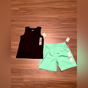Garanimals Black Tank and Green Poly Shorts Boys Matching Set size 4T-NWT